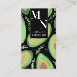 Watercolor Avocado Bold Nutritionist Salad Healthy Business Card