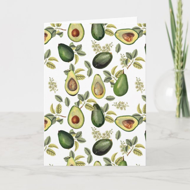 Watercolor Avocado Botanical Pattern Card (Front)