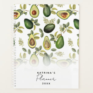 Watercolor Avocado Botanical Yearly Monthly Planner