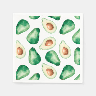 Watercolor Avocado Pattern Birthday Party Napkin