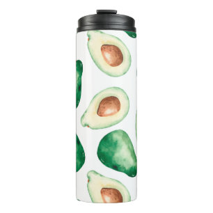 Watercolor Avocado Pattern Thermal Tumbler