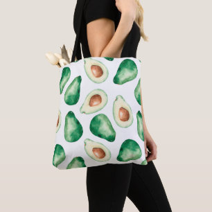 Watercolor Avocado Pattern Tote Bag