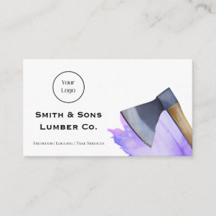 Watercolor Axe Throwing or Lumber Company Business Card