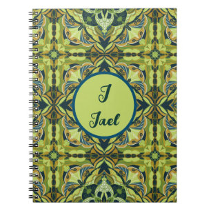 Watercolor Azulejo Green Spanish Notebook