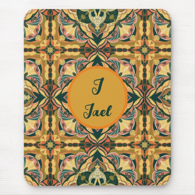 Watercolor Azulejo Spanish Personalized Tile Mouse Pad (Front)