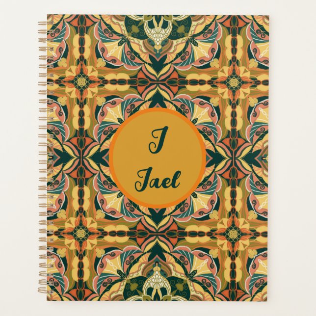 Watercolor Azulejo Spanish Personalized Tile Planner (Front)