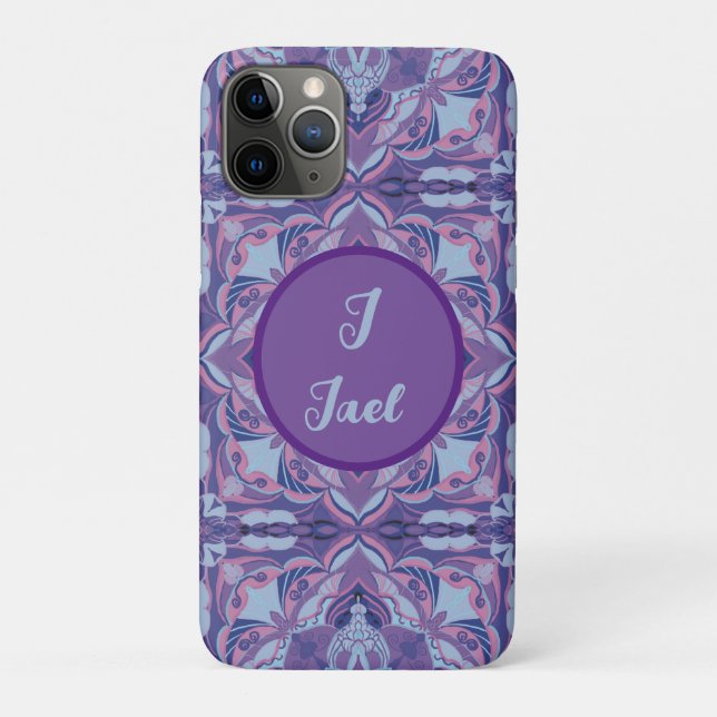 Watercolor Azulejo Violet Spanish Personalized Case-Mate iPhone Case (Back)