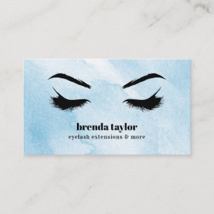 Watercolor Azure Chic Eyelash Browbar professional Business Card