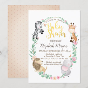Watercolor Baby Animals  Dotted  Shower Invitation