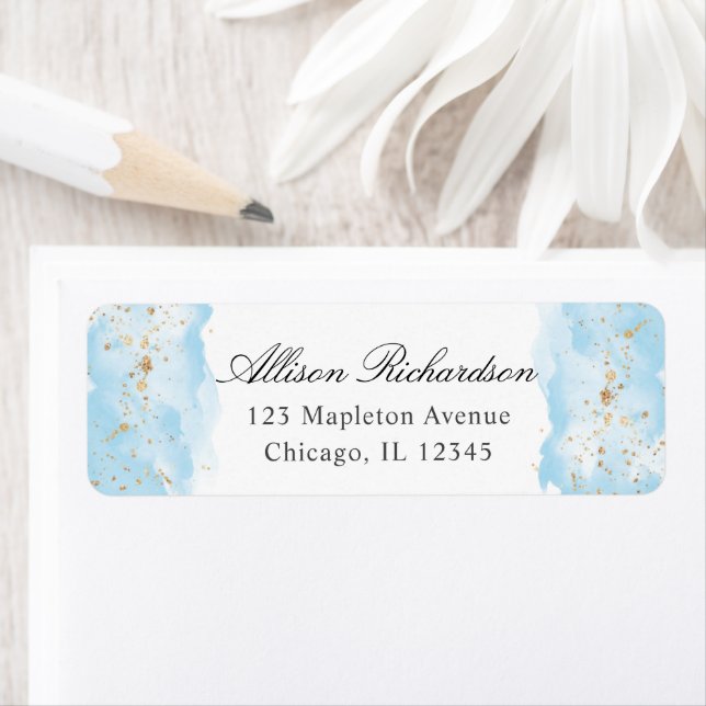Watercolor baby blue gold glitter (En situation)