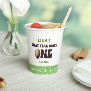 Watercolor Baby Boy Football First Year Down Paper Cups