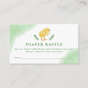 Watercolor Baby Chick With Green Diaper Raffle Enclosure Card