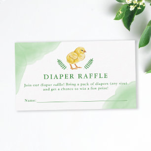 Watercolor Baby Chick With Green Diaper Raffle Enclosure Card