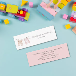 Watercolor Baby Clothing Bohemian Babysitter Mini Business Card