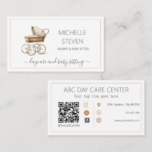 Watercolor Baby crib Baby sitting Business Card
