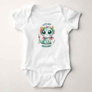 Watercolor baby dragon cute but dragoney floral bodysuit