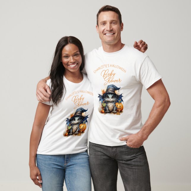 Watercolor Baby Dragon Halloween Baby Shower T-Shirt (Unisex)