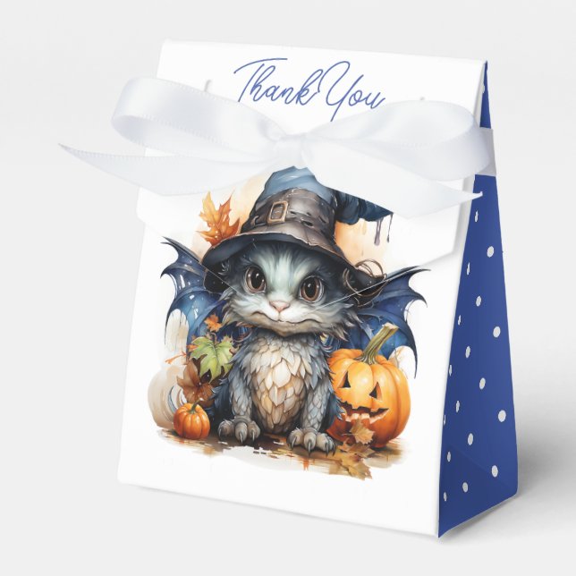 Watercolor Baby Dragon Halloween Birthday Party Favor Box (Front Side)