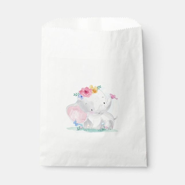 Watercolor Baby Elephant Favour Bag (Front)