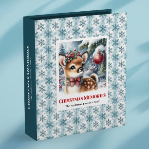 Watercolor baby fawn christmas scene kids memory binder
