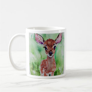 watercolor baby fawn coffee mug
