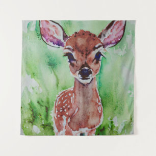 watercolor baby fawn tapestry