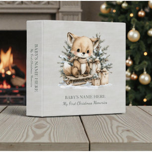 Watercolor Baby First Christmas Photo Album Binder