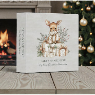 Watercolor Baby First Christmas Photo Album Binder