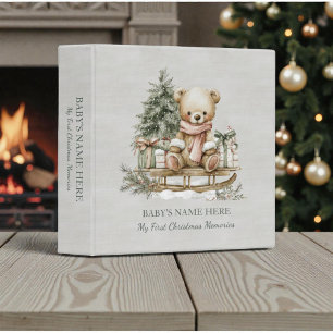 Watercolor Baby First Christmas Photo Album Binder
