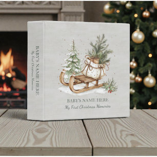 Watercolor Baby First Christmas Photo Album Binder