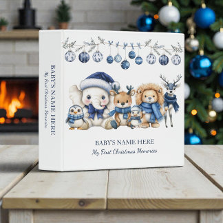 Watercolor Baby First Christmas Photo Album Binder