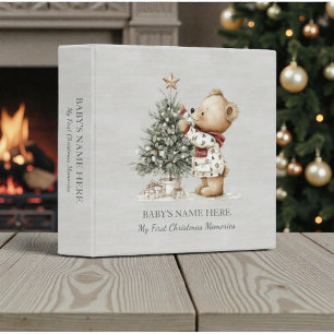 Watercolor Baby First Christmas Photo Album Binder