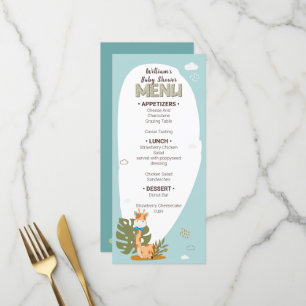 Watercolor Baby Giraffe, Baby Shower  Menu