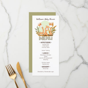 Watercolor Baby Giraffe, Baby Shower Menu