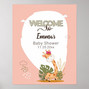 watercolor Baby Giraffe, Baby Shower Poster