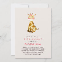 Watercolor Baby Giraffe Cute Whimsical Baby Girl