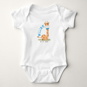 Watercolor Baby Giraffe, Safari Animals Birthday Bodysuit