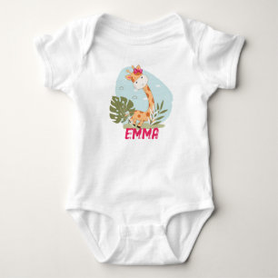 Watercolor Baby Giraffe, Safari Animals Bodysuit