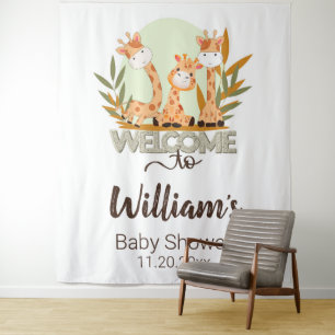 Watercolor Baby Giraffe,Welcome To Baby Shower  Tapestry