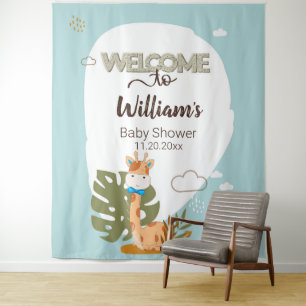 Watercolor Baby Giraffe,Welcome To Baby Shower  Tapestry
