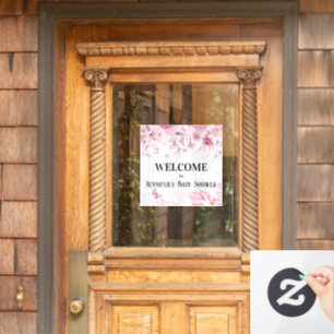 Watercolor Baby Girl Pink Florals Window Cling