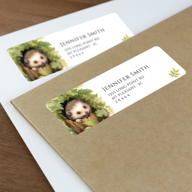 Watercolor Baby Hedgehog Baby Shower Address Label (Creator Uploaded)