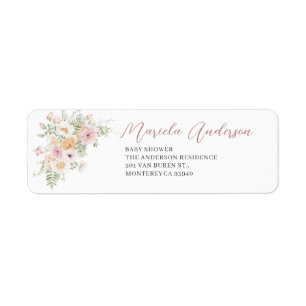 Watercolor Baby in Bloom babyReturn Address Label