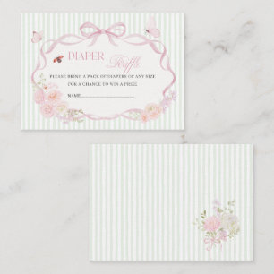 Watercolor baby in bloom butterfly diaper raffle  business card