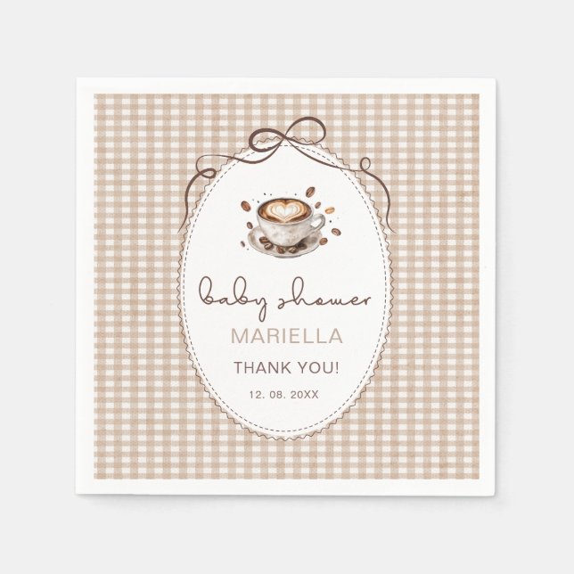  Watercolor baby is brewing coffee babPaper Napkin (Front)