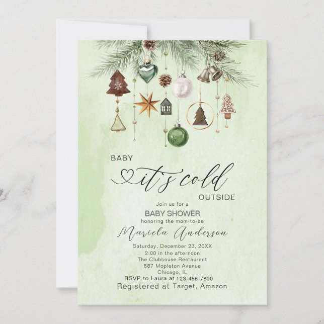Watercolor Baby its cold outside Baby Shower Invi Invitation (Front)
