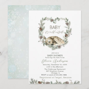  Watercolor Baby its cold outside Baby Shower Invitation