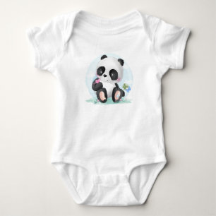 Watercolor Baby Panda Bear Bodysuit