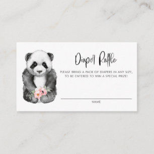 Watercolor Baby Panda Floral Diaper Raffle Card