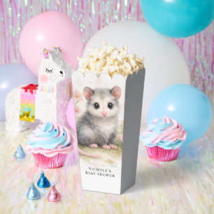 Watercolor Baby Possum Baby Shower  Favor Box